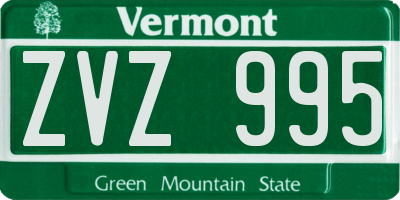 VT license plate ZVZ995