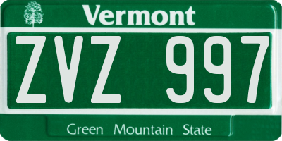 VT license plate ZVZ997