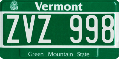 VT license plate ZVZ998