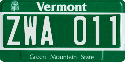 VT license plate ZWA011