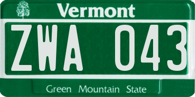 VT license plate ZWA043