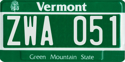 VT license plate ZWA051