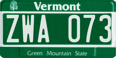 VT license plate ZWA073