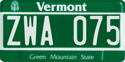 VT license plate ZWA075