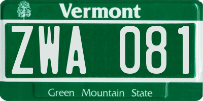 VT license plate ZWA081