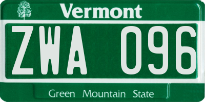 VT license plate ZWA096