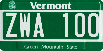 VT license plate ZWA100
