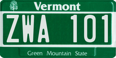 VT license plate ZWA101