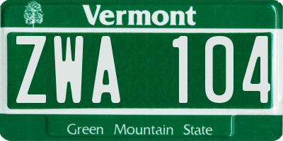 VT license plate ZWA104