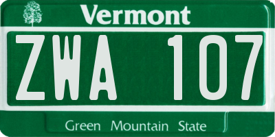 VT license plate ZWA107