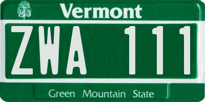 VT license plate ZWA111