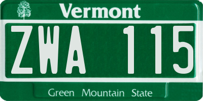 VT license plate ZWA115