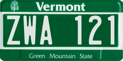 VT license plate ZWA121