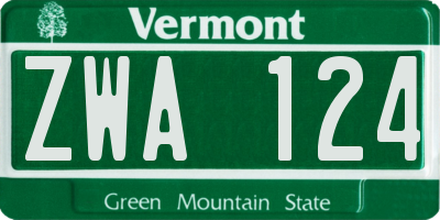 VT license plate ZWA124