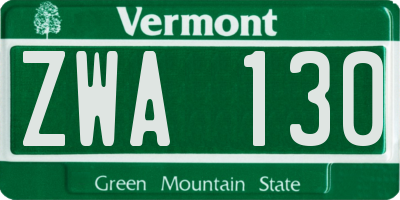VT license plate ZWA130