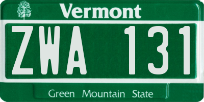 VT license plate ZWA131