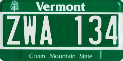 VT license plate ZWA134