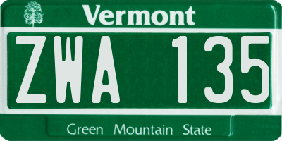 VT license plate ZWA135