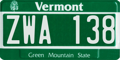 VT license plate ZWA138
