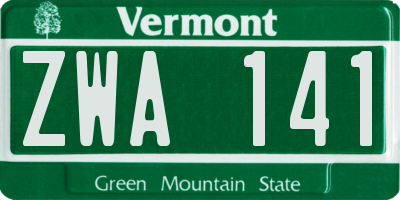 VT license plate ZWA141