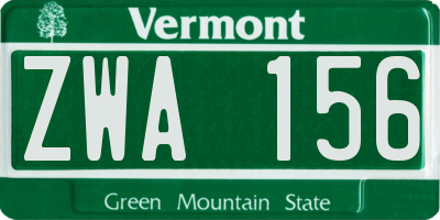 VT license plate ZWA156