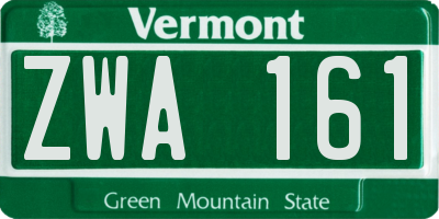 VT license plate ZWA161