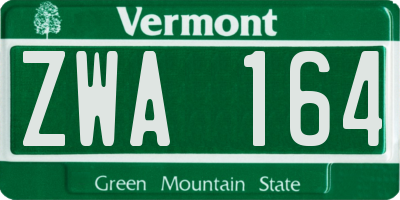 VT license plate ZWA164