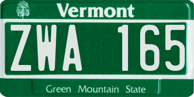 VT license plate ZWA165