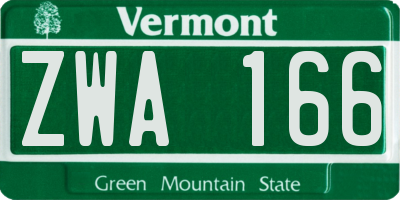 VT license plate ZWA166
