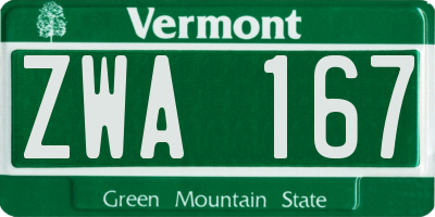 VT license plate ZWA167