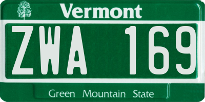 VT license plate ZWA169
