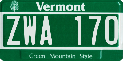 VT license plate ZWA170