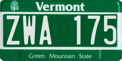 VT license plate ZWA175