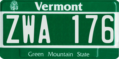 VT license plate ZWA176