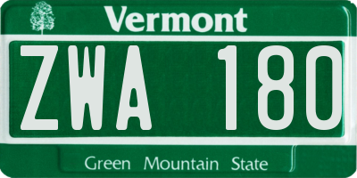 VT license plate ZWA180