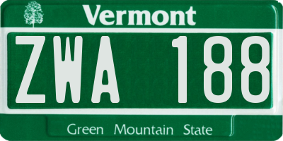VT license plate ZWA188