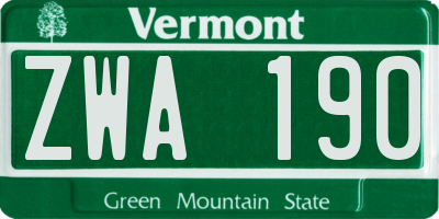 VT license plate ZWA190