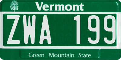 VT license plate ZWA199