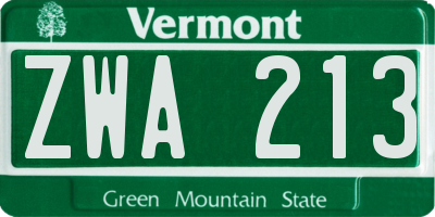 VT license plate ZWA213