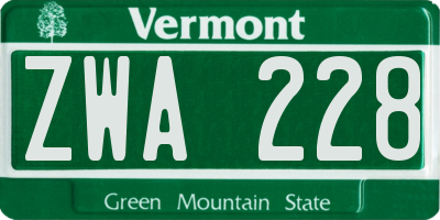 VT license plate ZWA228