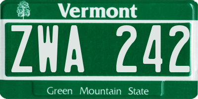 VT license plate ZWA242