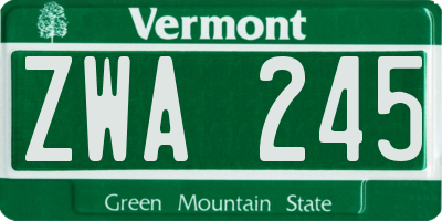 VT license plate ZWA245