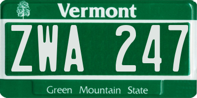 VT license plate ZWA247