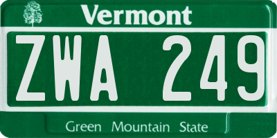 VT license plate ZWA249