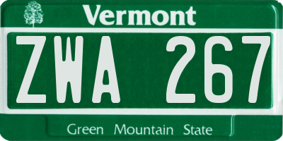 VT license plate ZWA267