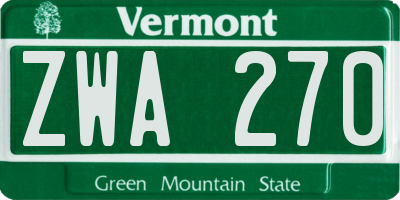 VT license plate ZWA270