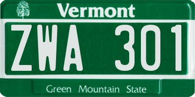 VT license plate ZWA301
