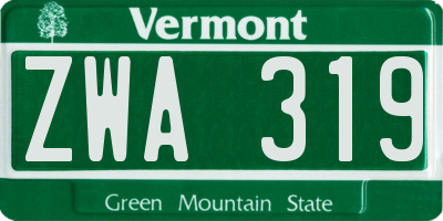 VT license plate ZWA319