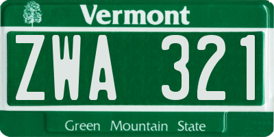 VT license plate ZWA321