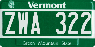 VT license plate ZWA322